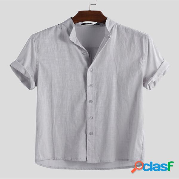 Camicie casual casual da uomo in lino allentato casual senza