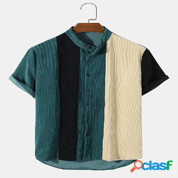 Camicie casual da uomo in velluto a coste con colletto alla
