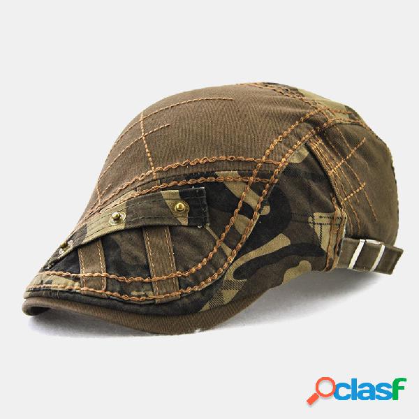 Cappello da uomo in cotone con patchwork mimetico in metallo