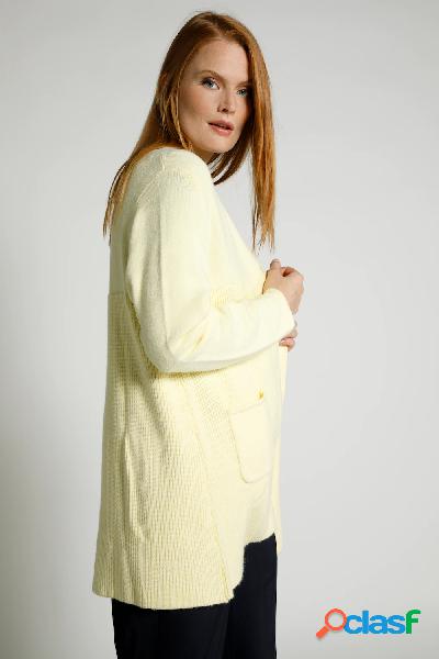 Cardigan a costa inglese con scollo a V e colletto alto,