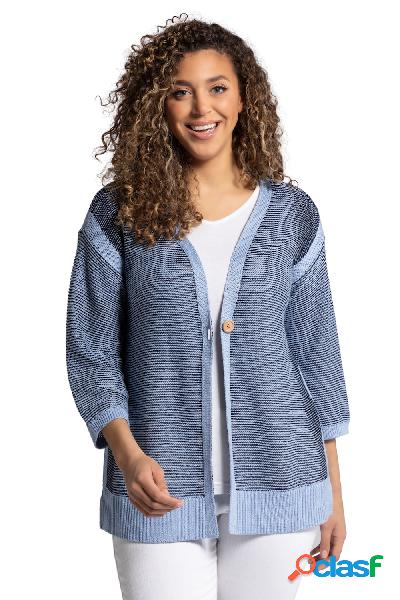 Cardigan in filato a fettuccia con maniche a 3/4 e bottone