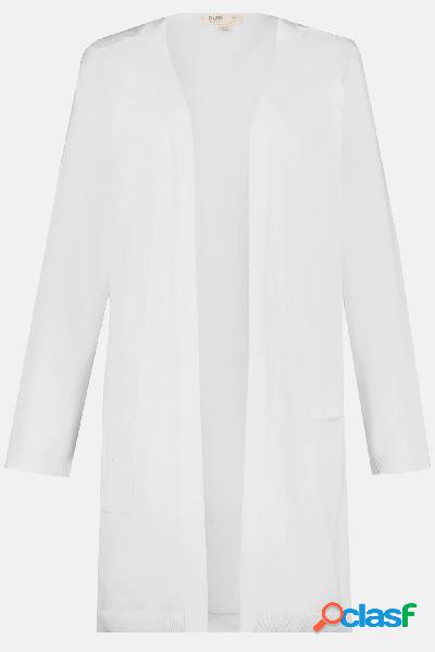 Cardigan lungo dalla forma aperta con bottoni decorativi, in