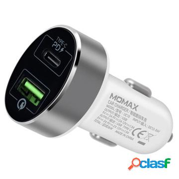 Caricabatterie da Auto 36W Momax UC10 - USB-C PD, QC3.0 -