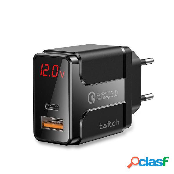 Caricatore USB Twitch 18W Type C QC3.0 per iPhone XS 11Pro