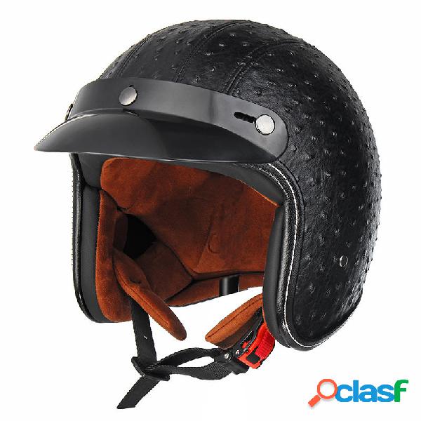 Casco moto Open Face 3/4 Retro Vintage PU Leather Adulto