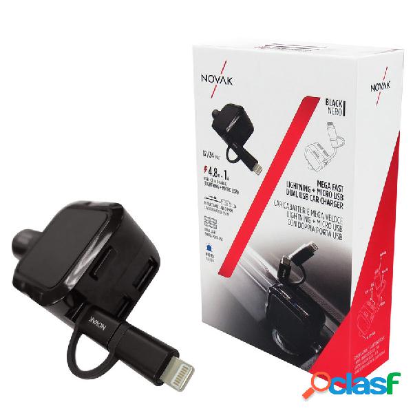 Cavo ricarica 12V Lightning + USB Avvolgibile - NOVAK