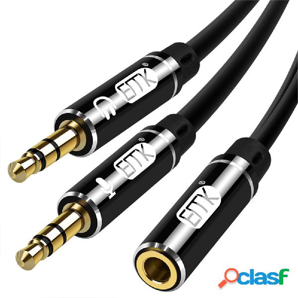 Cavo splitter audio EMK da 3,5 mm femmina a 2 microfoni