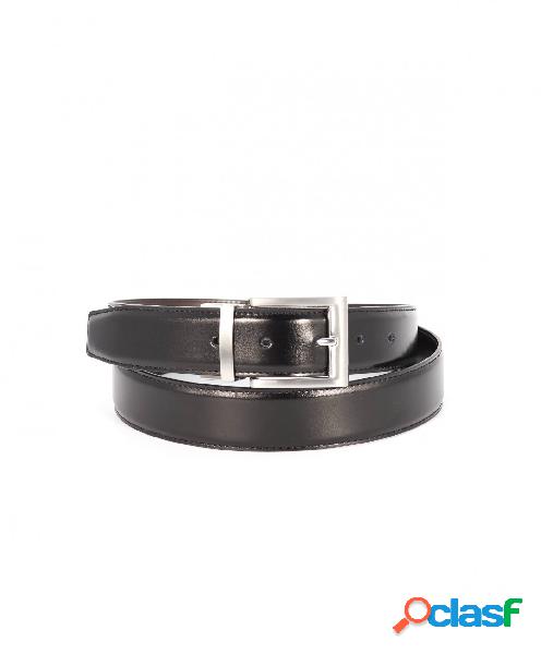 Cintura Uomo In Pelle Di Vitello Nero Marrone Reversibile