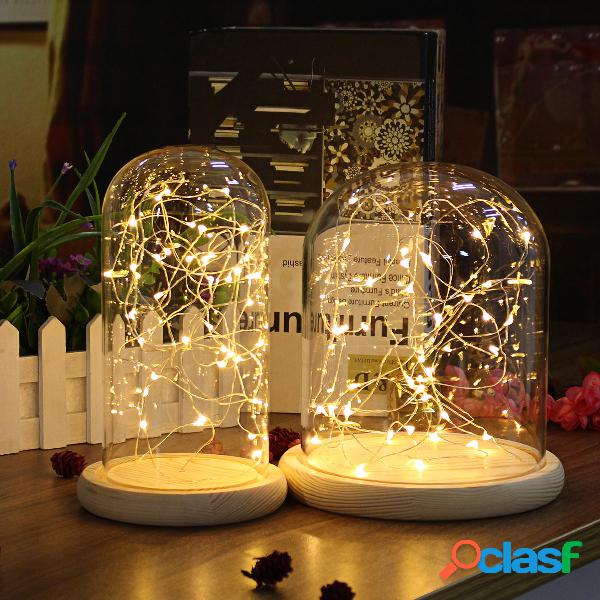 Clear Glass Display Dome Cloche Bell Vaso Base in legno