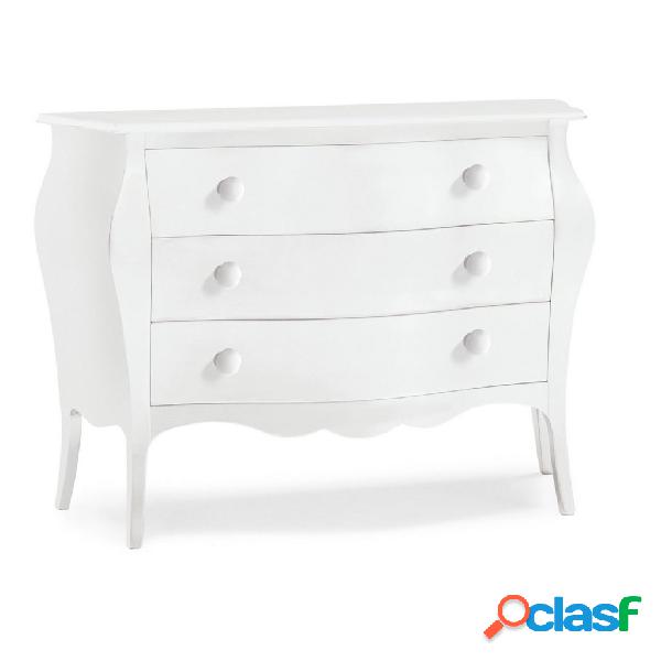 Comò POGGIOREALE bombato laccato bianco opaco 100×85×42