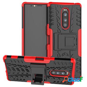 Cover ibrida antiscivolo Sony Xperia 1 con cavaletto - Rosso