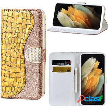 Custodia a Portafoglio Croco Bling per Samsung Galaxy S22