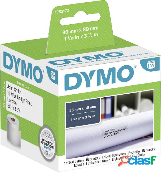 DYMO 1983172 Rotolo di etichette 89 x 36 mm Carta Bianco 260