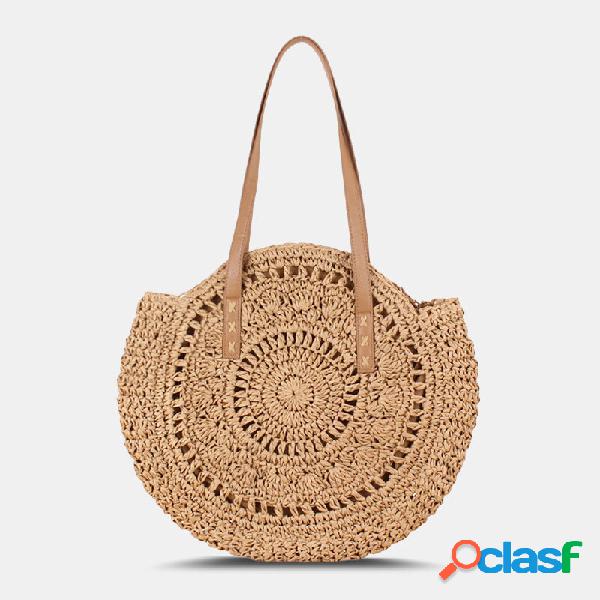 Donna Simplicity Stripe Straw Borsa Borse Tote Retro Beach