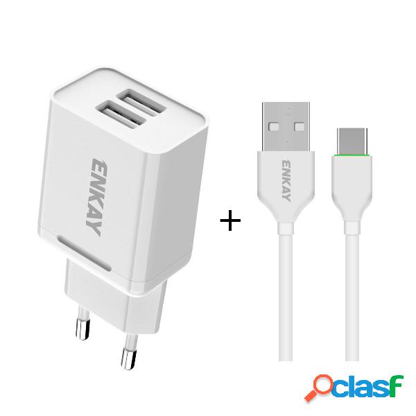 ENKAY 2 porte USB 5V Caricatore USB a ricarica rapida da