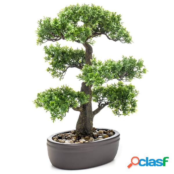 Emerald Ficus Artificiale Mini Bonsai con Vaso Marrone 43 cm