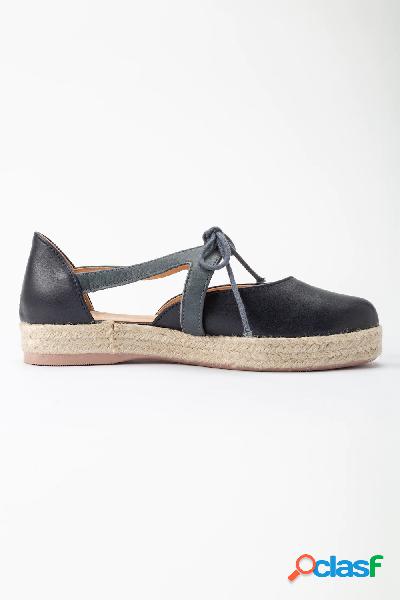 Espadrilles, allacciatura, nappa, suola con rafia, larghezza