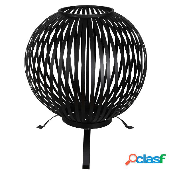 Esschert Design Braciere a Sfera in Acciaio al Carbonio Nero