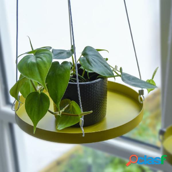 Esschert Design Vassoio Sospeso per Piante Rotondo Dorato L