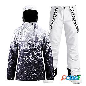 GSOU SNOW Womens Ski Jacket with Bib Pants Ski Suit Outdoor