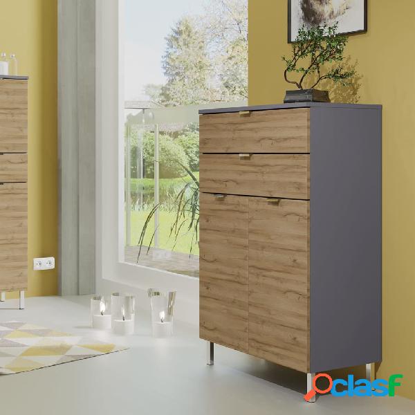 Germania Cassettiera GW-Mauresa 34x60x97 cm Grafite e Rovere