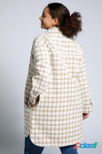 Giacca a camicia oversize con fantasia a quadri, colletto da