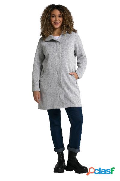 Giacca in maglia e pile dal taglio lungo con cappuccio e