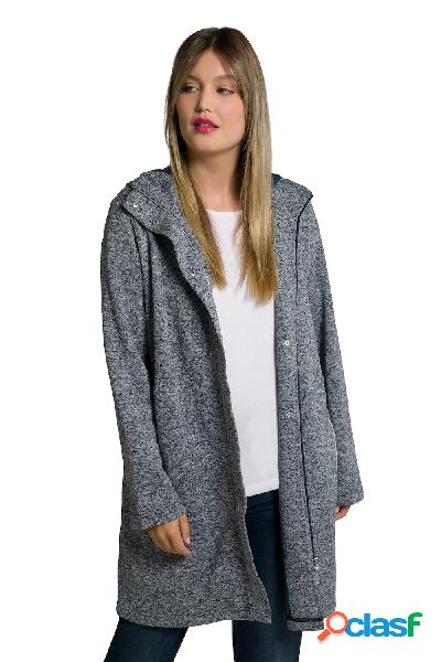 Giacca in maglia e pile dal taglio lungo con cappuccio e