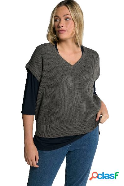 Gilet smanicato di cotone biologico con profondo scollo a V,