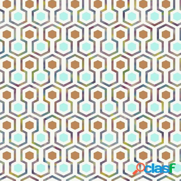Good Vibes Carta da Parati Hexagon Pattern Verde e Arancione
