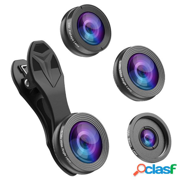 Hizek 3-IN-1 230 gradi Fisheye lente + 0.36X Grandangolare