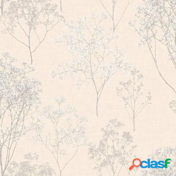 Homestyle Carta da Parati Herbs and Flowers Beige e Grigio