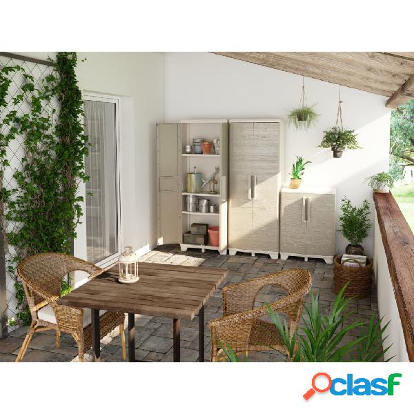Keter Armadio da Giardino con Scaffali Wood Grain Crema e