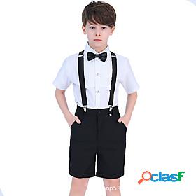 Kids Boys Clothing Set Short Sleeve 3 Pieces Blue Black Red