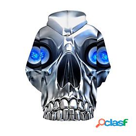 Kids Boys Hoodie Long Sleeve Skull 3D Print Print Silver