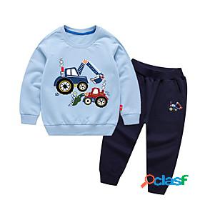 Kids Boys Hoodie Pants Long Sleeve 2 Pieces Green White