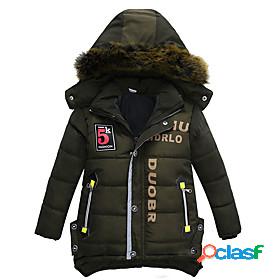 Kids Boys Long Sleeve Coat Parka Green Blue Army Green
