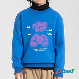 Kids Boys Sweatshirt Long Sleeve Green Blue Black Bear Daily