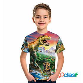 Kids Boys T shirt Short Sleeve Green 3D Print Dinosaur