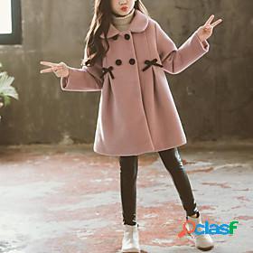 Kids Girls Coat Pink khaki Bow Fashion Fall Winter 2-12