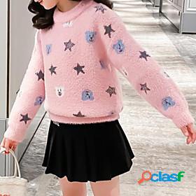 Kids Girls Sweater Long Sleeve Blue Blushing Pink Star