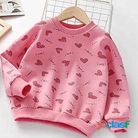 Kids Girls Sweatshirt Long Sleeve Blushing Pink Beige Heart