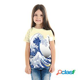 Kids Girls T shirt Tee Blouse Short Sleeve Black White Black