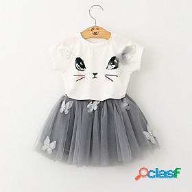 Kids Girls T-shirtSet SkirtSet Clothing Set Short Sleeve 2