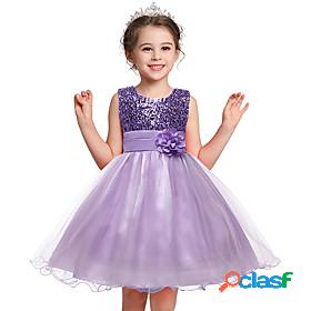 Kids Little Dress Girls Floral Solid Colored Flower Party