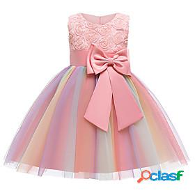 Kids Little Dress Girls Rainbow Floral Patchwork Party