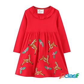Kids Little Girls Dress Floral Elk Animal Casual Daily A
