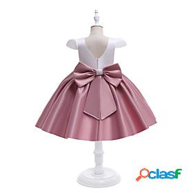 Kids Little Girls Dress Plain Party Daily Skater Dress Bow