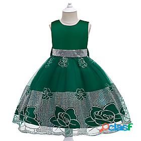 Kids Little Girls Dress Plain Party Daily Skater Dress Bow