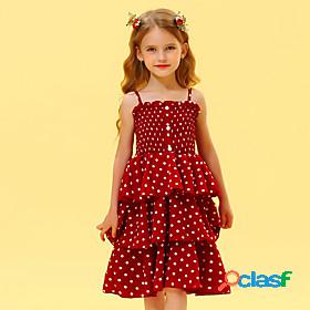 Kids Little Girls Dress Polka Dot Sundress Layered Ruffled
